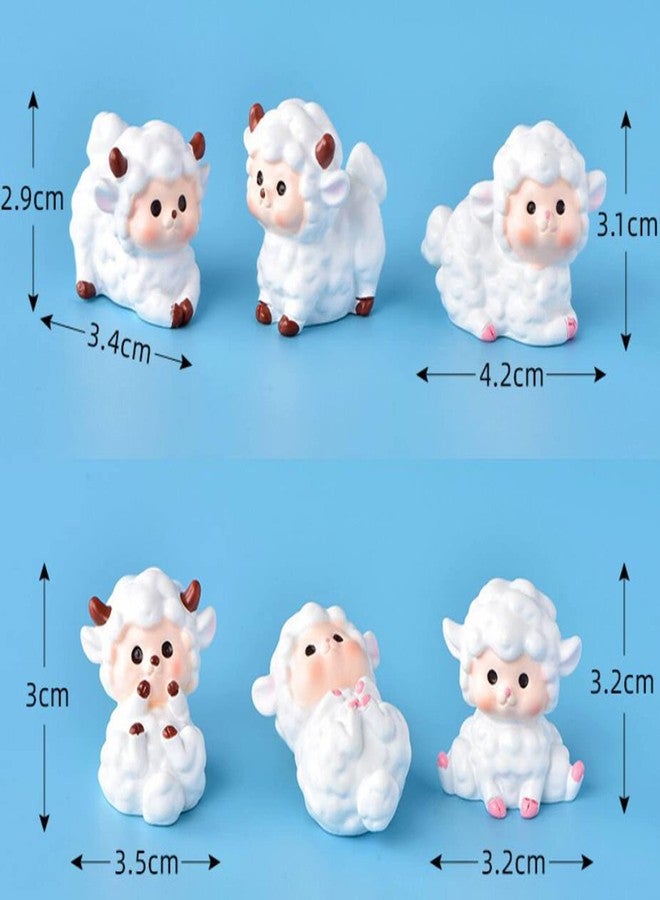 HYSTYLE 6 Pcs Mini Sheep Figure Animal Figurines Home Decor Mini Sheep Figure Cake Topper Easter Egg Fillers Garden Cake Decoration - Image 2